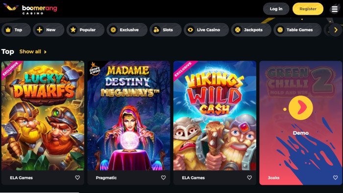 Boomerang Casino - Najboljša Igranja Slotov Obiskovalcev Slovenije Online
